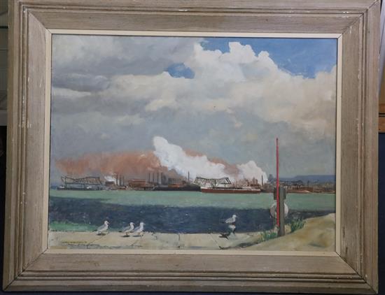 Hugh Douglas Robertson (Canadian, 1900-1996) View of Canada Steel 60 x 81cm.